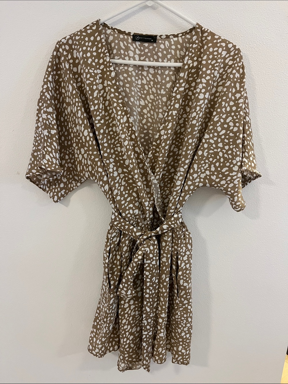 Casual Wrap Romper in Brown Dot Print